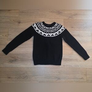 Polo Ralph Lauren Black White Icelandic Fairisle Pattern Ski Sweater Size Large